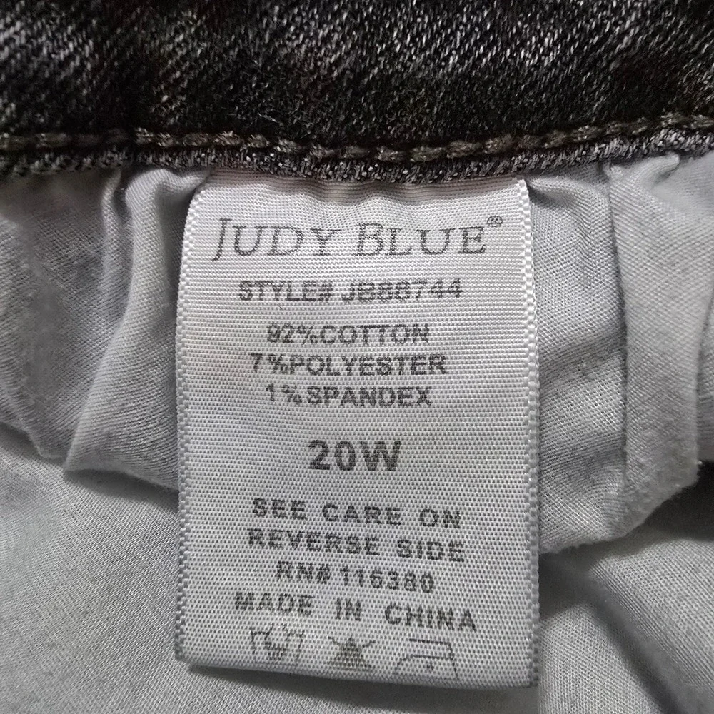 Judy Blue Slim Fit Jeans Women 20W Gray Faded High Rise Stretch Curvy Stretchy